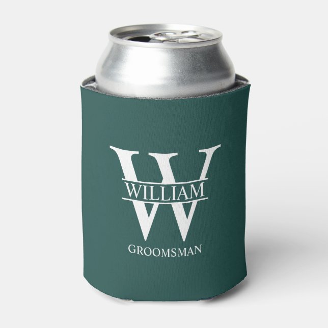 Personalised Groomsmen Monogram & Name Can Cooler (Can Front)