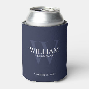 Personalised Groomsmen Monogram & Name Can Cooler