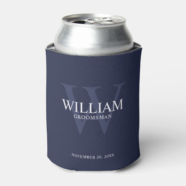 Personalised Groomsmen Monogram & Name Can Cooler (Can Front)
