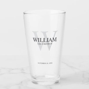 Personalised Groomsmen Monogram & Name Glass