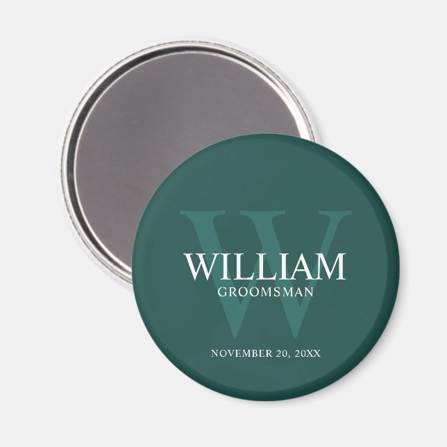 Personalised Groomsmen Monogram & Name Magnet (Front/Back)