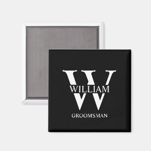 Personalised Groomsmen Monogram & Name Magnet