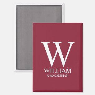 Personalised Groomsmen Monogram & Name Magnet