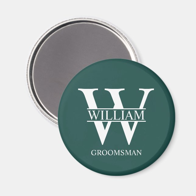 Personalised Groomsmen Monogram & Name Magnet (Front/Back)