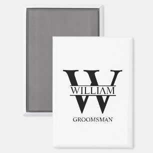 Personalised Groomsmen Monogram & Name Magnet