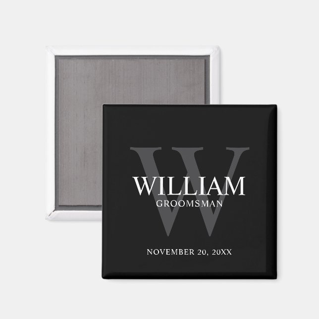 Personalised Groomsmen Monogram & Name Magnet (Front/Back)