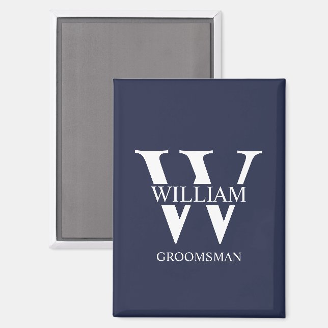 Personalised Groomsmen Monogram & Name Magnet (Front/Back)