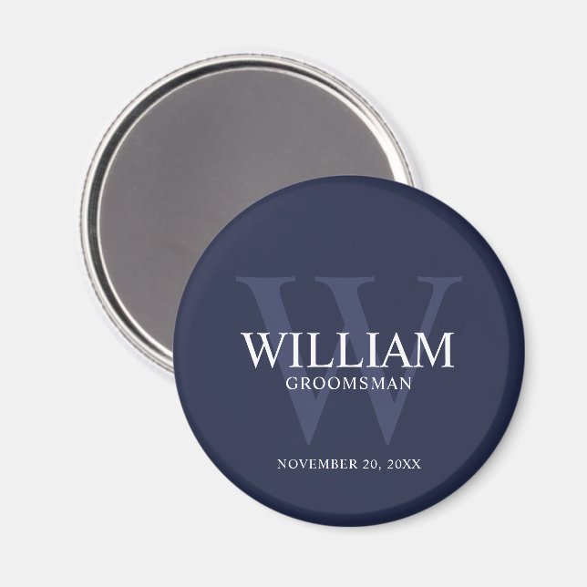 Personalised Groomsmen Monogram & Name Magnet (Front/Back)
