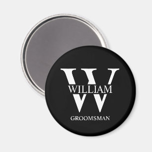 Personalised Groomsmen Monogram & Name Magnet