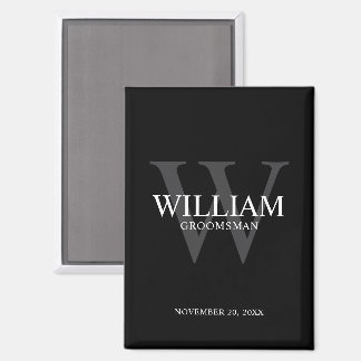 Personalised Groomsmen Monogram & Name Magnet