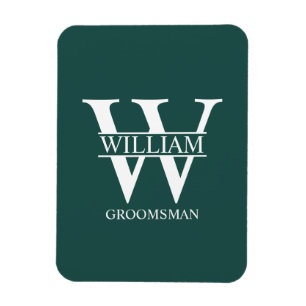 Personalised Groomsmen Monogram & Name Magnet