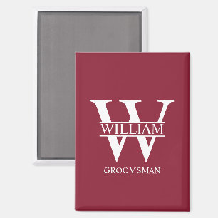 Personalised Groomsmen Monogram & Name Magnet