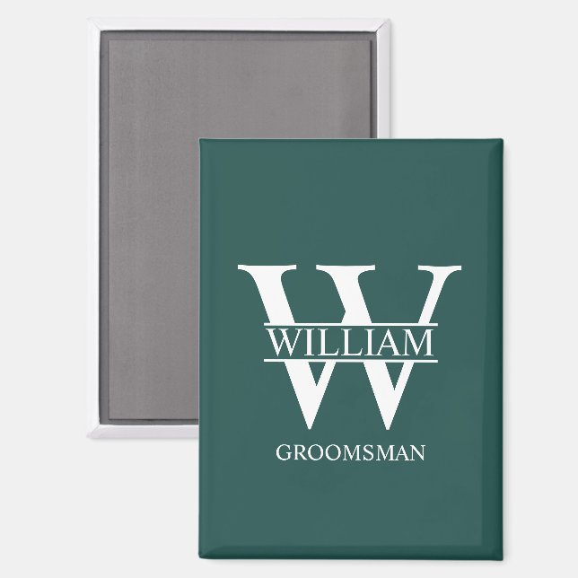 Personalised Groomsmen Monogram & Name Magnet (Front/Back)