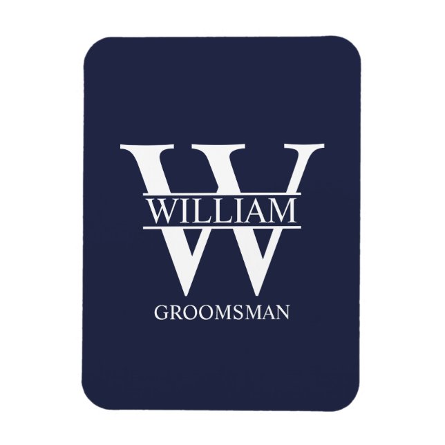 Personalised Groomsmen Monogram & Name Magnet (Vertical)