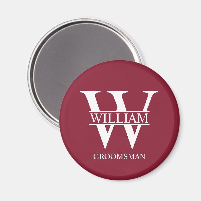 Personalised Groomsmen Monogram & Name Magnet (Front/Back)