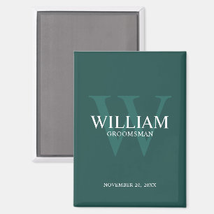 Personalised Groomsmen Monogram & Name Magnet