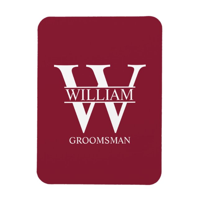 Personalised Groomsmen Monogram & Name Magnet (Vertical)