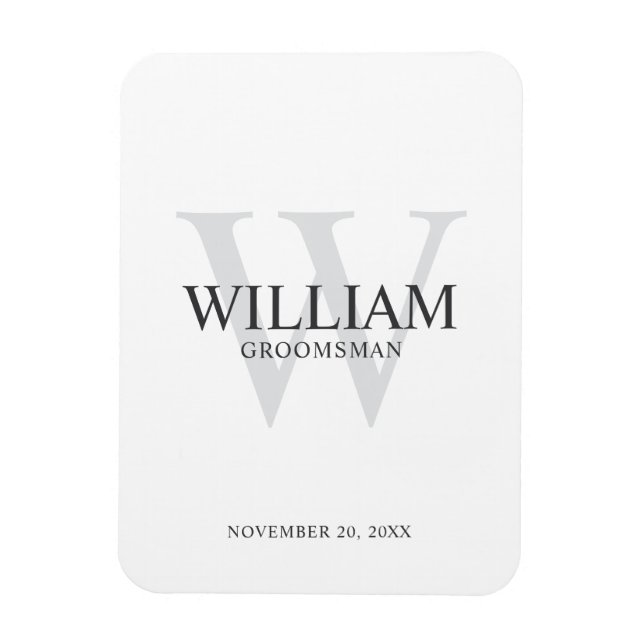 Personalised Groomsmen Monogram & Name Magnet (Vertical)
