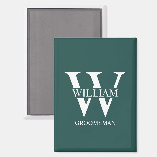 Personalised Groomsmen Monogram & Name Magnet (Front/Back)
