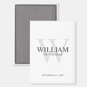 Personalised Groomsmen Monogram & Name Magnet