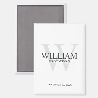Personalised Groomsmen Monogram & Name Magnet