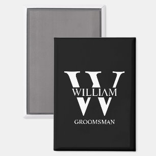 Personalised Groomsmen Monogram & Name Magnet