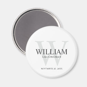 Personalised Groomsmen Monogram & Name Magnet