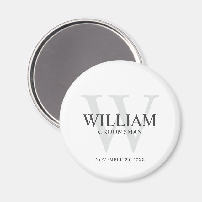 Personalised Groomsmen Monogram & Name Magnet (Front/Back)