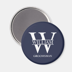 Personalised Groomsmen Monogram & Name Magnet