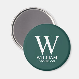 Personalised Groomsmen Monogram & Name Magnet