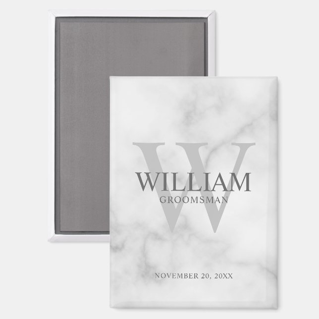 Personalised Groomsmen Monogram & Name Magnet (Front/Back)