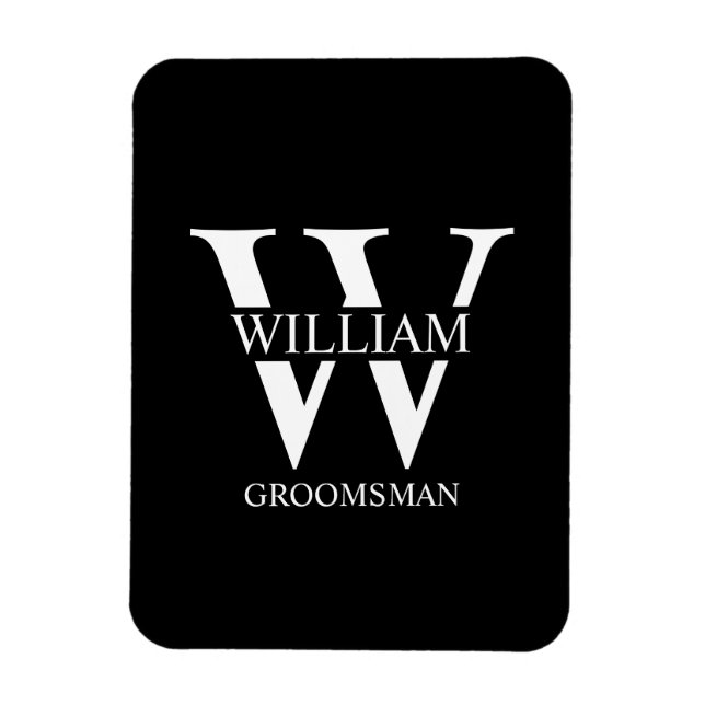 Personalised Groomsmen Monogram & Name Magnet (Vertical)