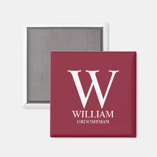 Personalised Groomsmen Monogram & Name Magnet