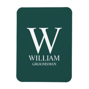 Personalised Groomsmen Monogram & Name Magnet