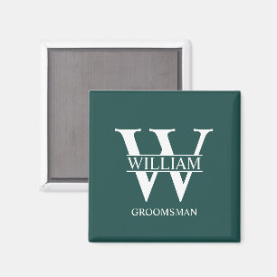 Personalised Groomsmen Monogram & Name Magnet