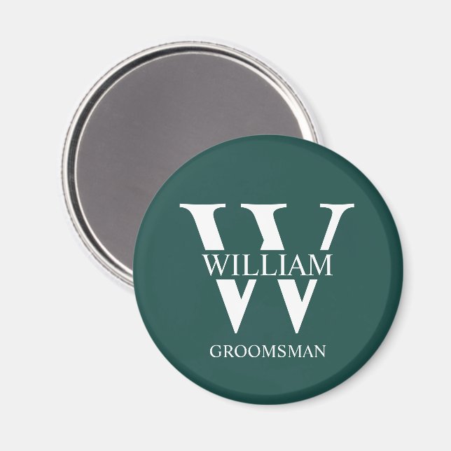 Personalised Groomsmen Monogram & Name Magnet (Front/Back)