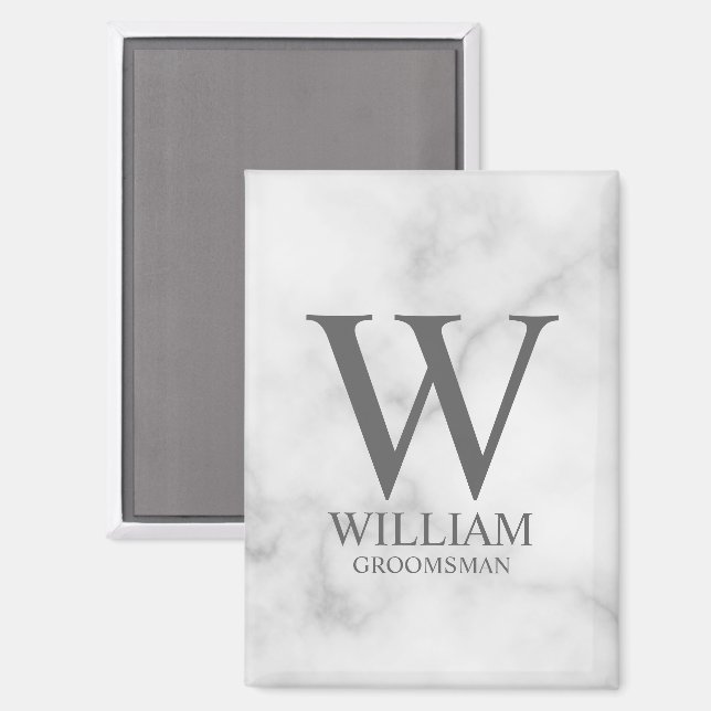Personalised Groomsmen Monogram & Name Magnet (Front/Back)