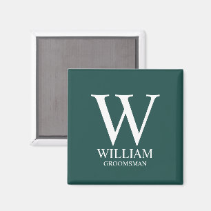 Personalised Groomsmen Monogram & Name Magnet