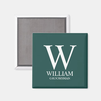 Personalised Groomsmen Monogram & Name Magnet