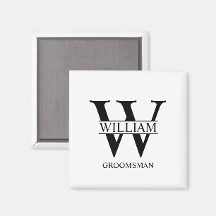 Personalised Groomsmen Monogram & Name Magnet