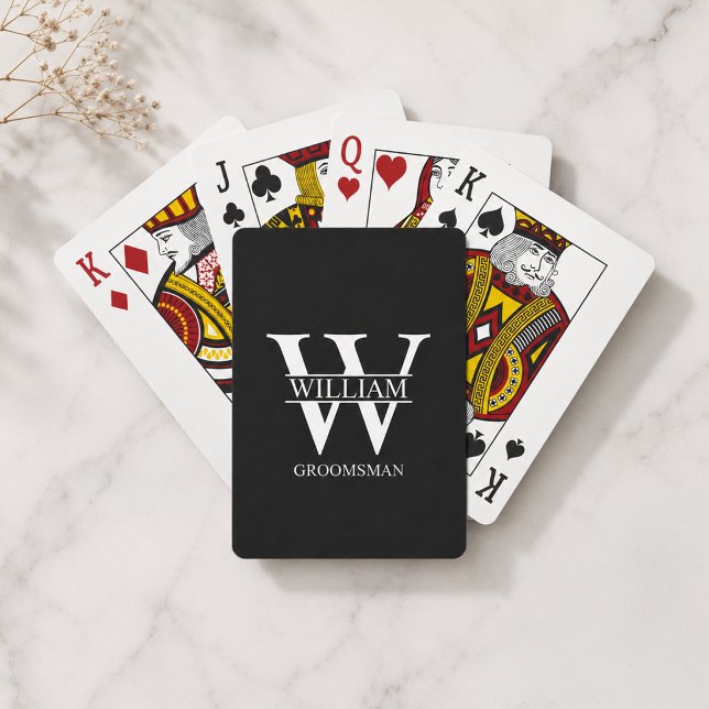 Personalised Groomsmen Monogram & Name Playing Cards (Creator Uploaded)