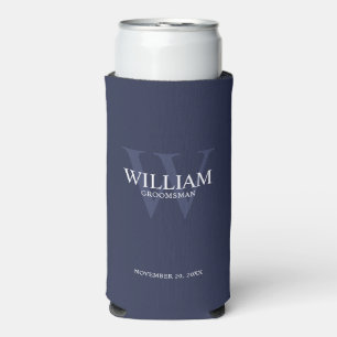Personalised Groomsmen Monogram & Name Seltzer Can Cooler