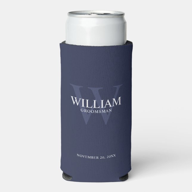 Personalised Groomsmen Monogram & Name Seltzer Can Cooler (Seltzer Front)