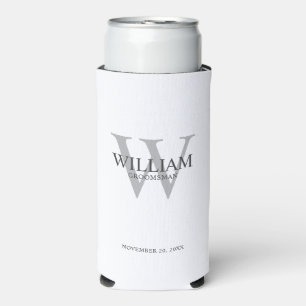 Personalised Groomsmen Monogram & Name Seltzer Can Cooler