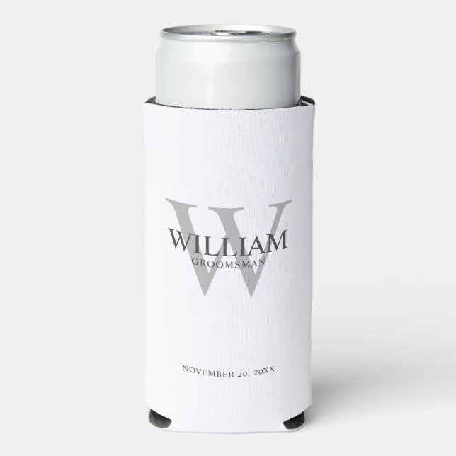 Personalised Groomsmen Monogram & Name Seltzer Can Cooler (Seltzer Front)