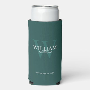 Personalised Groomsmen Monogram & Name Seltzer Can Cooler