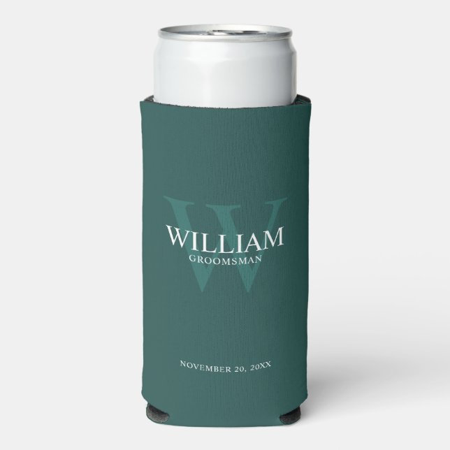 Personalised Groomsmen Monogram & Name Seltzer Can Cooler (Seltzer Front)