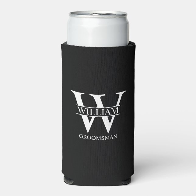 Personalised Groomsmen Monogram & Name Seltzer Can Cooler (Seltzer Front)