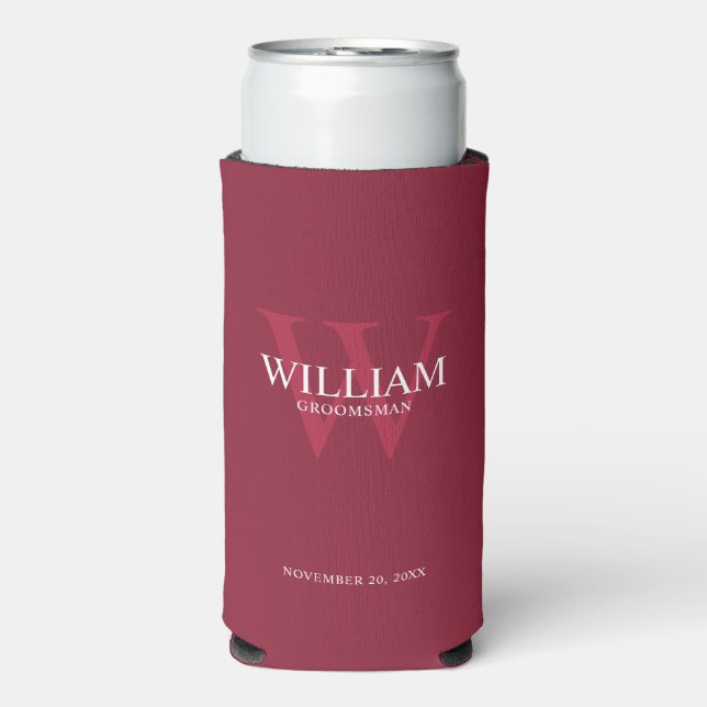 Personalised Groomsmen Monogram & Name Seltzer Can Cooler (Seltzer Front)