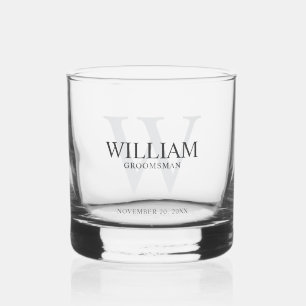 Personalised Groomsmen Monogram & Name Whiskey Glass